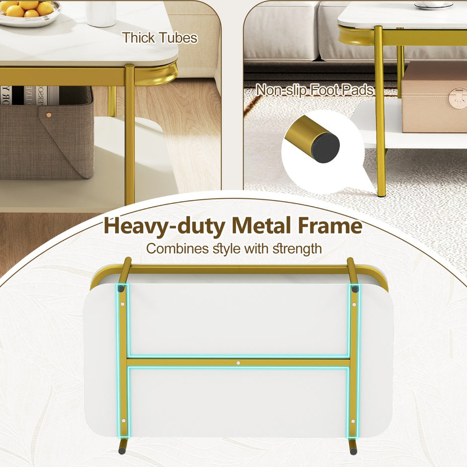 Rektangulär – soffbord Modern cocktailbord kaffebord akcentbord – Vit