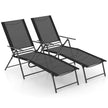Set – med hopfällbara solstolar justerbart ryggstöd – 2 – Svart