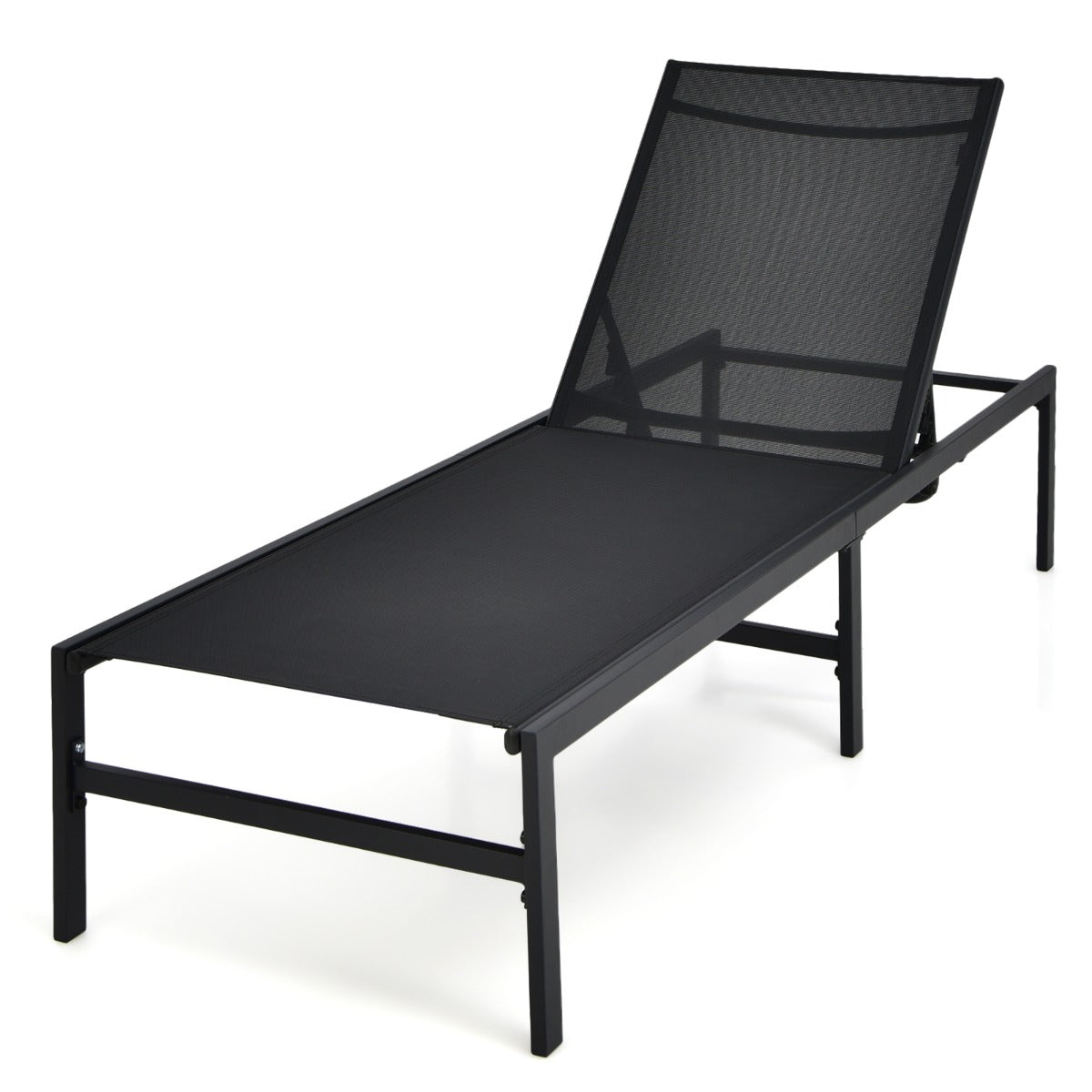 Justerbar – solstol utomhus – 64 x 198 x 67-103 cm – Svart