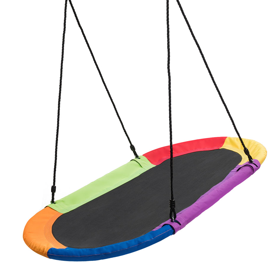 Oval – bo gungplatta med höjdjusterbart rep för inomhus och utomhus färgglada – 100-180 cm 150 x 80 cm – Färgglad