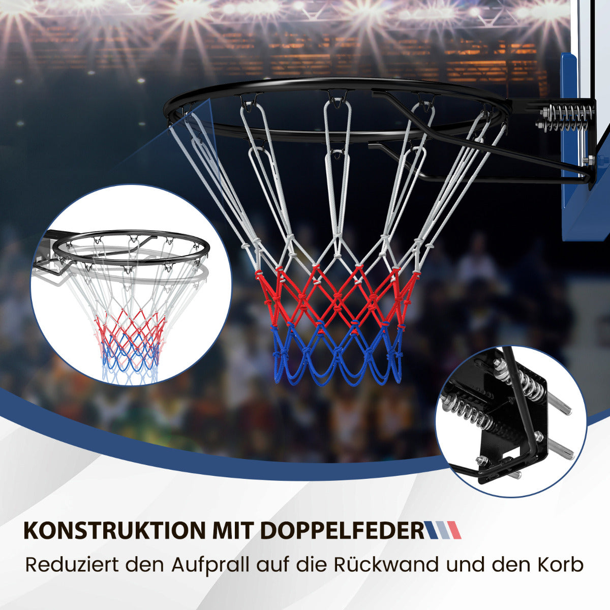 Inomhusbasketkorg – med ring och nät Mini för – Ø 45 cm – Svart