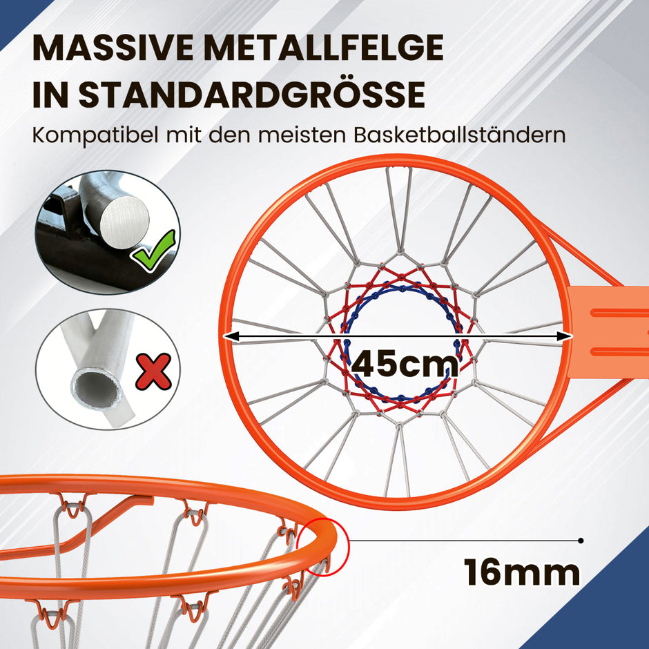 Inomhusbasketkorg – med ring och nät Mini för – Ø 45 cm – Orange