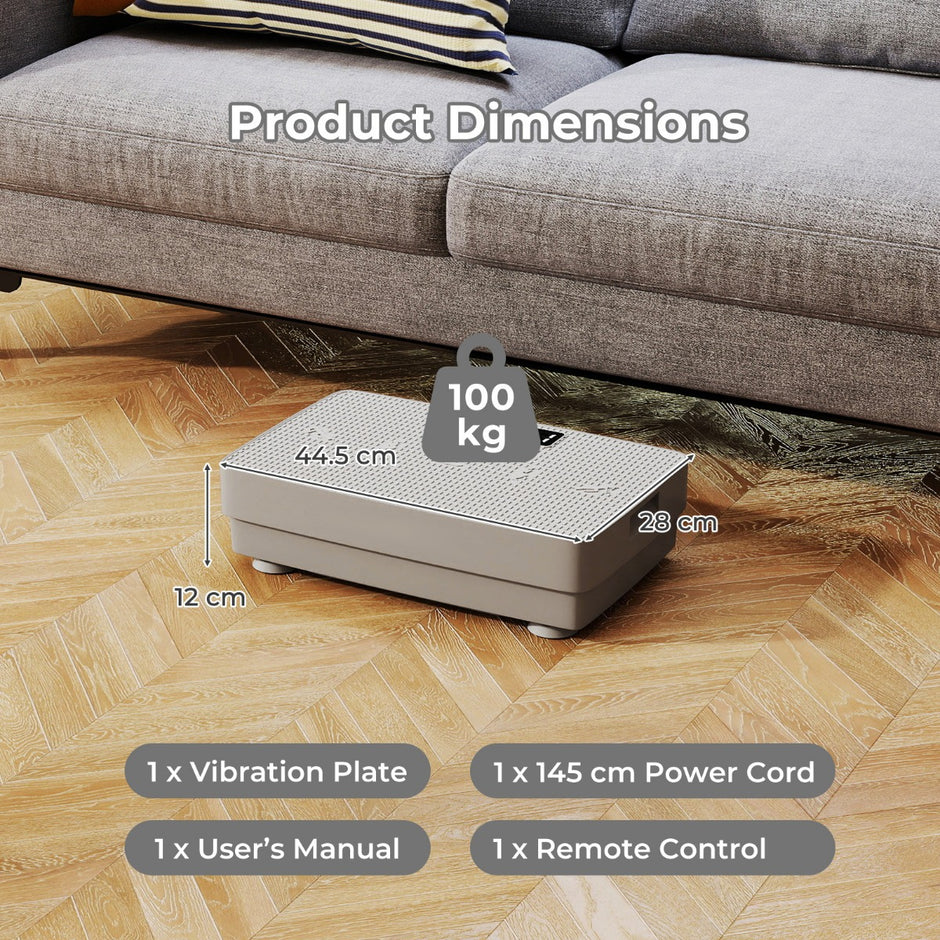 Kraftfull – vibrationsplatta, vibrationsplattform för muskelbyggnad, fettförbränning och helkroppsträning – Grå