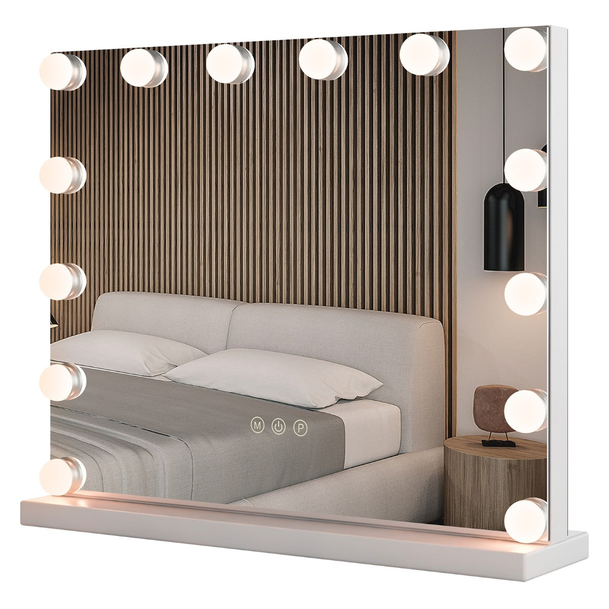 Hollywoodspegel – med belysning Bordsspegel dimbara LED lampor och ljusfärger – 14 3 50 x 12 x 43 cm – Vit