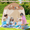 Lekstuga – Barn inomhus med flaggor och Fairy Lights Princess Play Tent Coffee – Kaffe