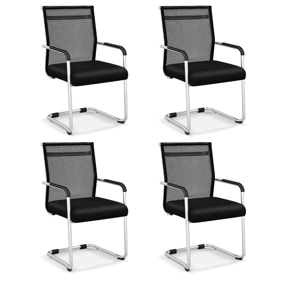 Cantilever – stolar Set med stapelbara metallbas och armstöd – 4 – Svart