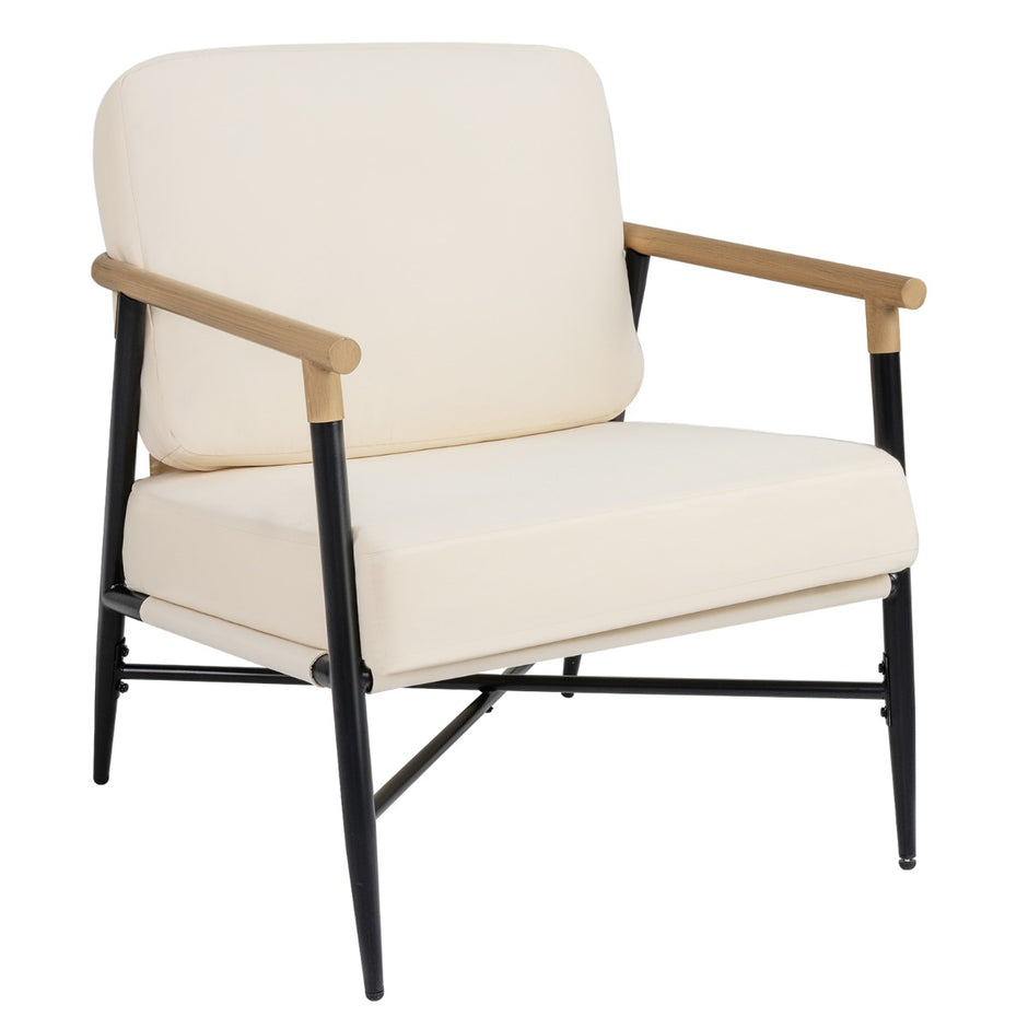 Modern – loungestol stoppad med avtagbara dragkedjefästa kuddar och metallram – Beige