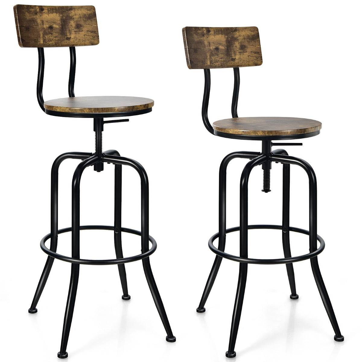 Barstol – Industrial Set med Roterbar och höjdjusterbar – 2 – Brun