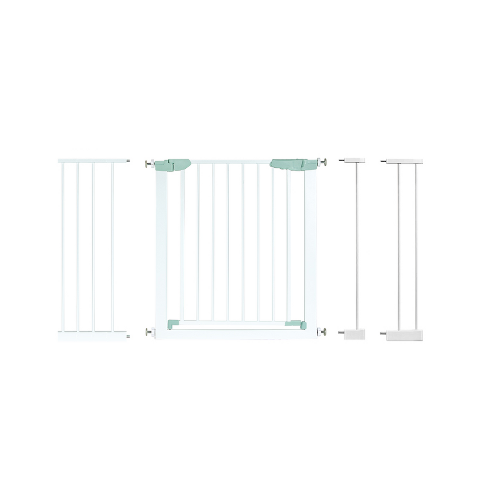 Babydörrgrind – trappgrind i metall utan borrning – 80-132 cm 80-130 x 2 x 76 cm – Vit