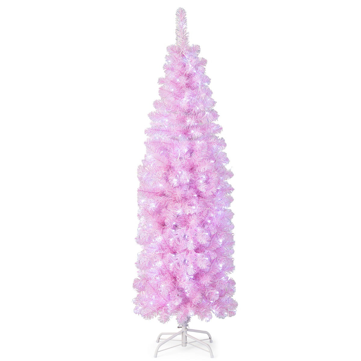 Konstgjord – penna julgran med kallvita lysdioder Slim – 250 180 cm – Rosa