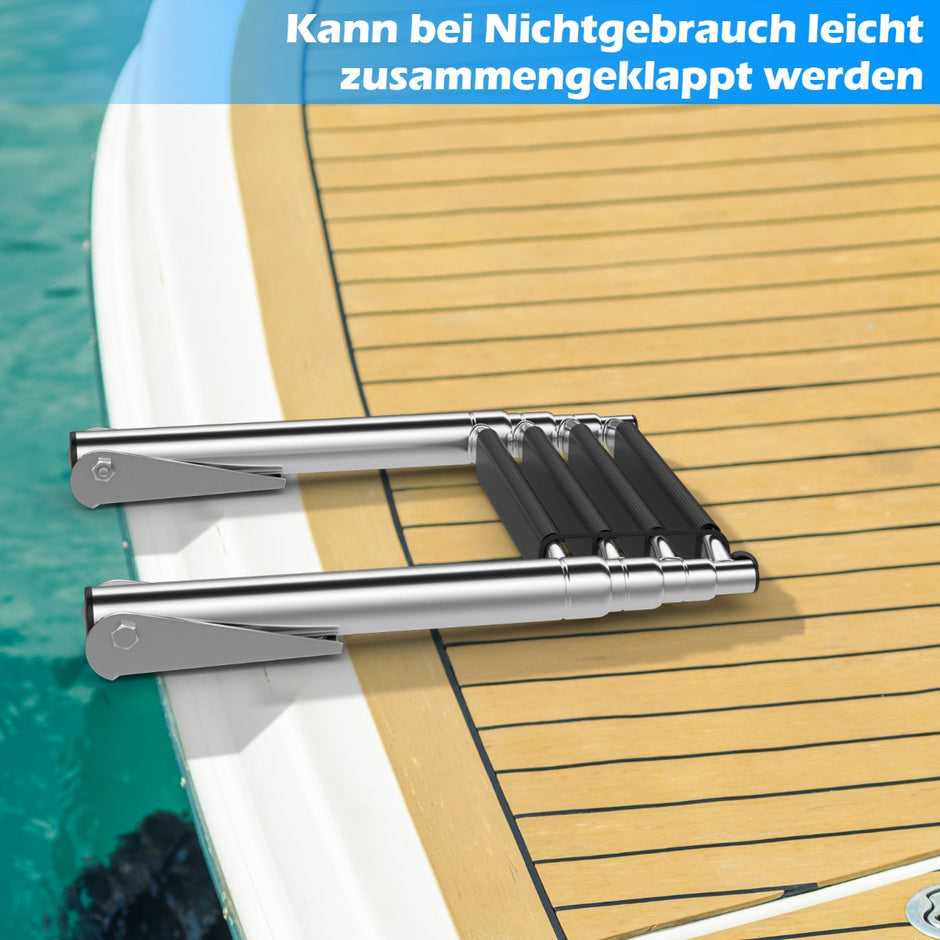 Vikbar – utdragbar simplattformsstege med halkfria – 40,5 x 31 cm – Silver