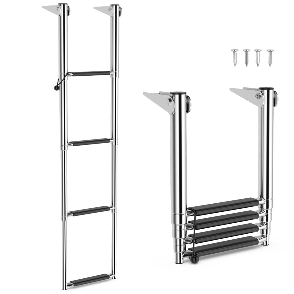 Vikbar – utdragbar simplattformsstege med halkfria – 40,5 x 31 cm – Silver