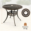 Runt – uteplats matbord bistrobord av gjuten aluminium med paraplyhål – Ø 90 x 74 cm – Brun