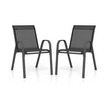 Set – med stapelbara trädgårdsstolar gjorda av textilen och metallram – 2 56 x 70 x 84 cm – Svart