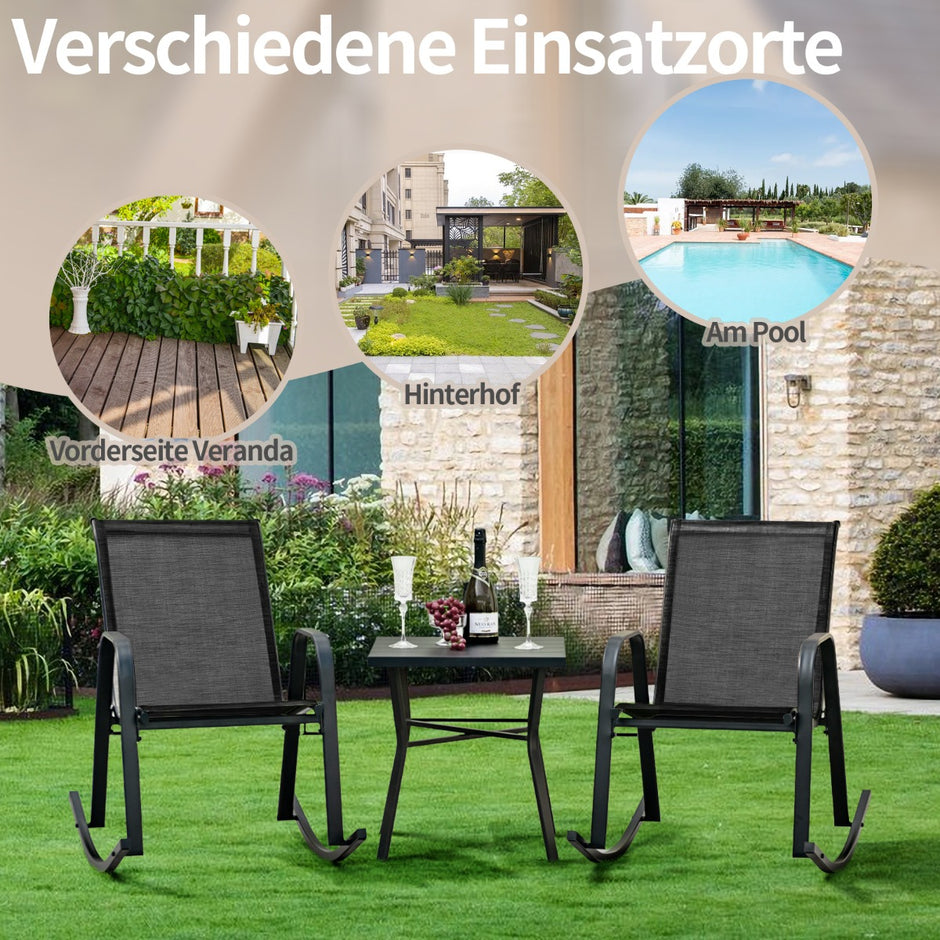 Set – med gungstolar ventilerande tygsits Ergonomisk gunga – 2 – Svart