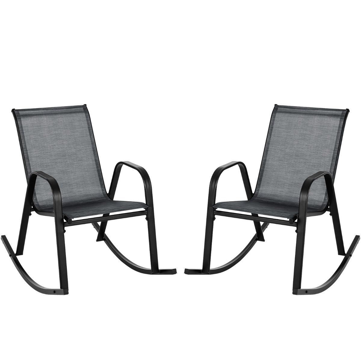 Set – med gungstolar ventilerande tygsits Ergonomisk gunga – 2 – Svart
