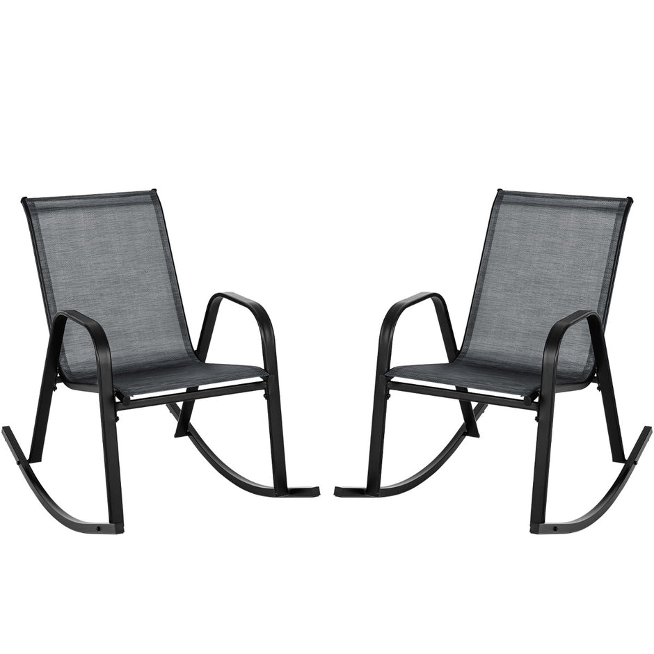 Set – med gungstolar ventilerande tygsits Ergonomisk gunga – 2 – Svart