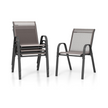 Set – med stapelbara trädgårdsstolar gjorda av textilen och metallram – 4 56 x 70 x 84 cm – Grå