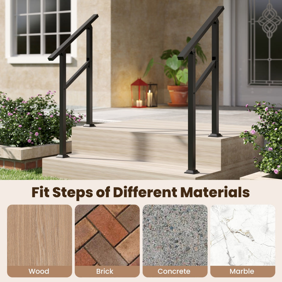Handtag – Trappräcke Sidomontering Ingångsräcke med flexibel vinkeljustering – 70 cm – Svart