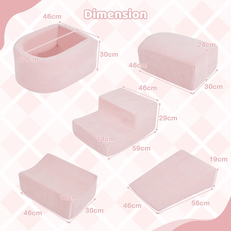 pack – skumbytteklossar med bollgrav (utan bollar) och snörklädsel klätterblock leksaksbyggklossar – 5 – Rosa