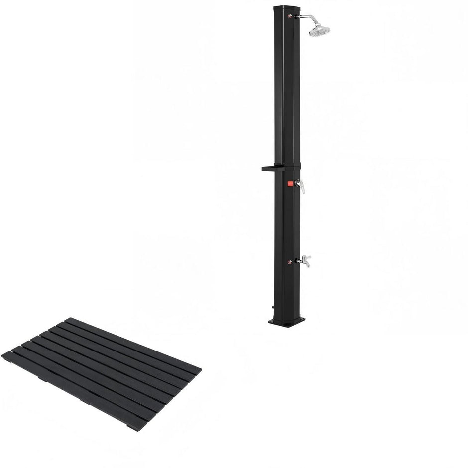 Golvelement – för soldusche + 60L inklusive skyddshölje set – 100 x 60 x 2,5 cm – Svart
