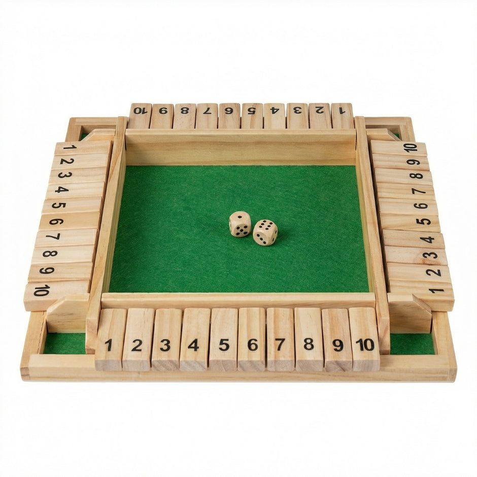 Shut – The Box spel för med tärningar och robust naturfärgad – 2-4 2 – Natur