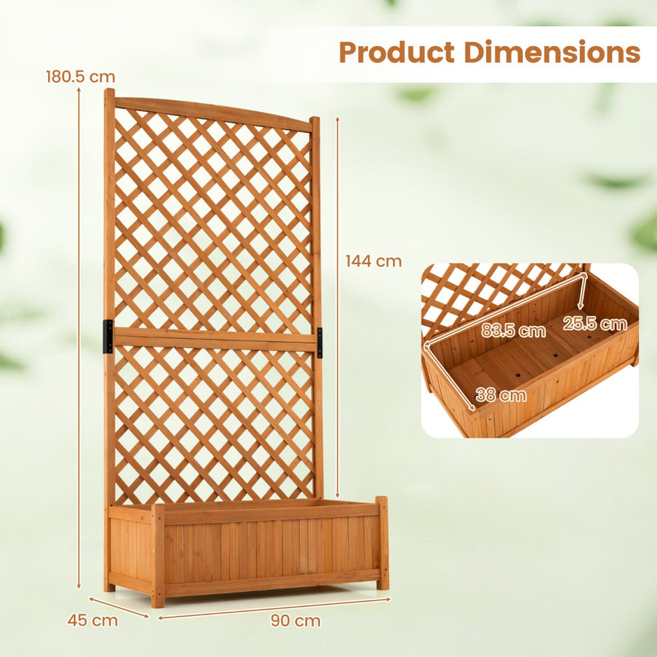 Hög – trädgårdssäng med planteringsspaljé och dräneringshål – 180 cm – Orange