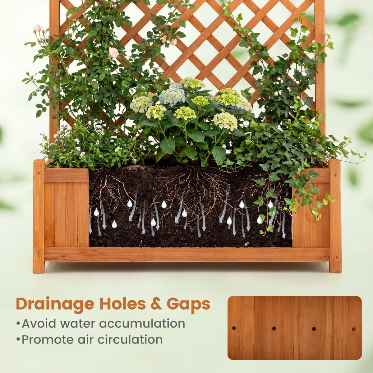 Hög – trädgårdssäng med planteringsspaljé och dräneringshål – 180 cm – Orange