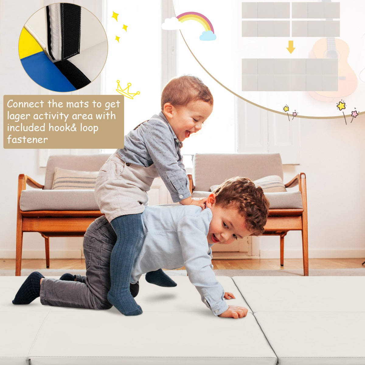 Vikbar – mjukgolvmatta med handtag, haltfri gymnastikmatta cm, gråbeige. – 2 180 x 60 x 5 – Grå