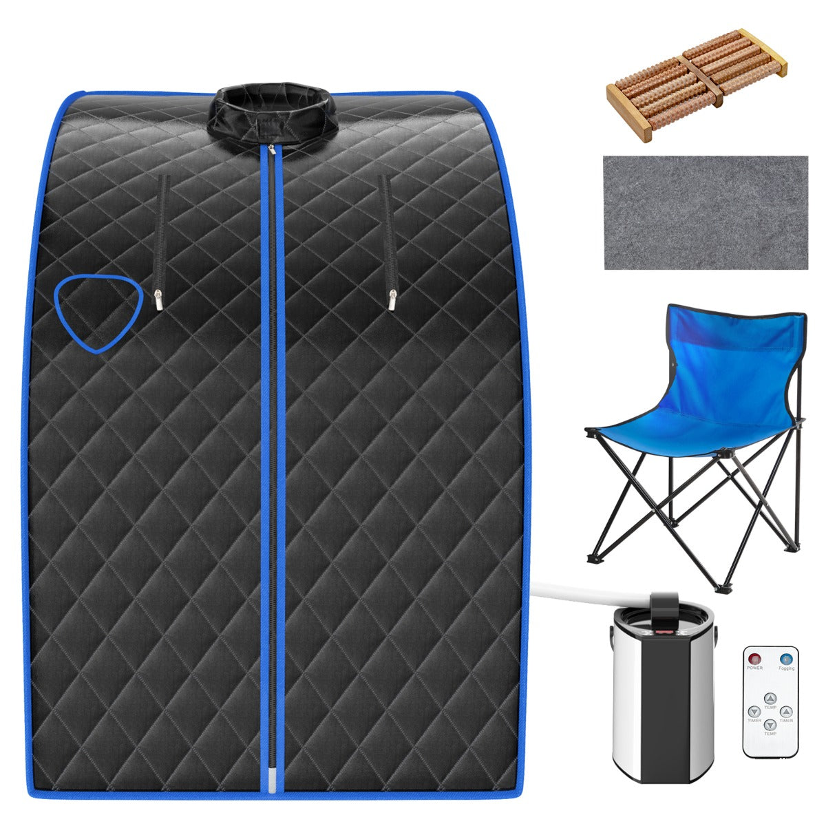 3L – 1000W Mini Ångbastu med Atomiseringsfunktion Hemmabastu – 78 x 87 x 101 cm – Svart