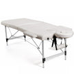 Bred – massagebänk i aluminium med bärväska faldig hopfällbar massagesäng avtagbart nackstöd och armstöd – 2 70 cm – Vit