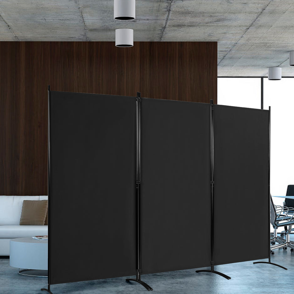 panels – rumsavdelare med justerbara glasunderlägg och robusta gångjärn stålbas – 3 – Svart
