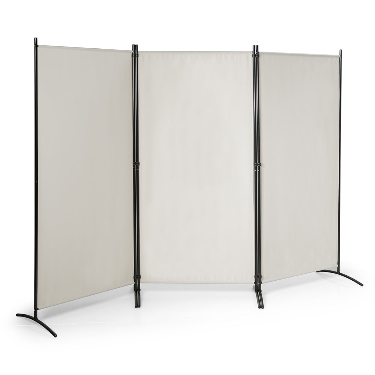 panels – rumsavdelare med justerbara glasunderlägg och robusta gångjärn stålbas – 3 – Beige