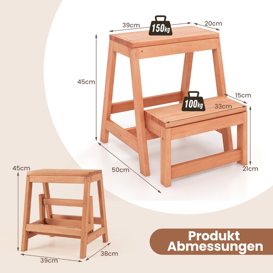 stegs – hopfällbar stegpall upp till lastkapacitet stege stol – 2 250 kg – Natur