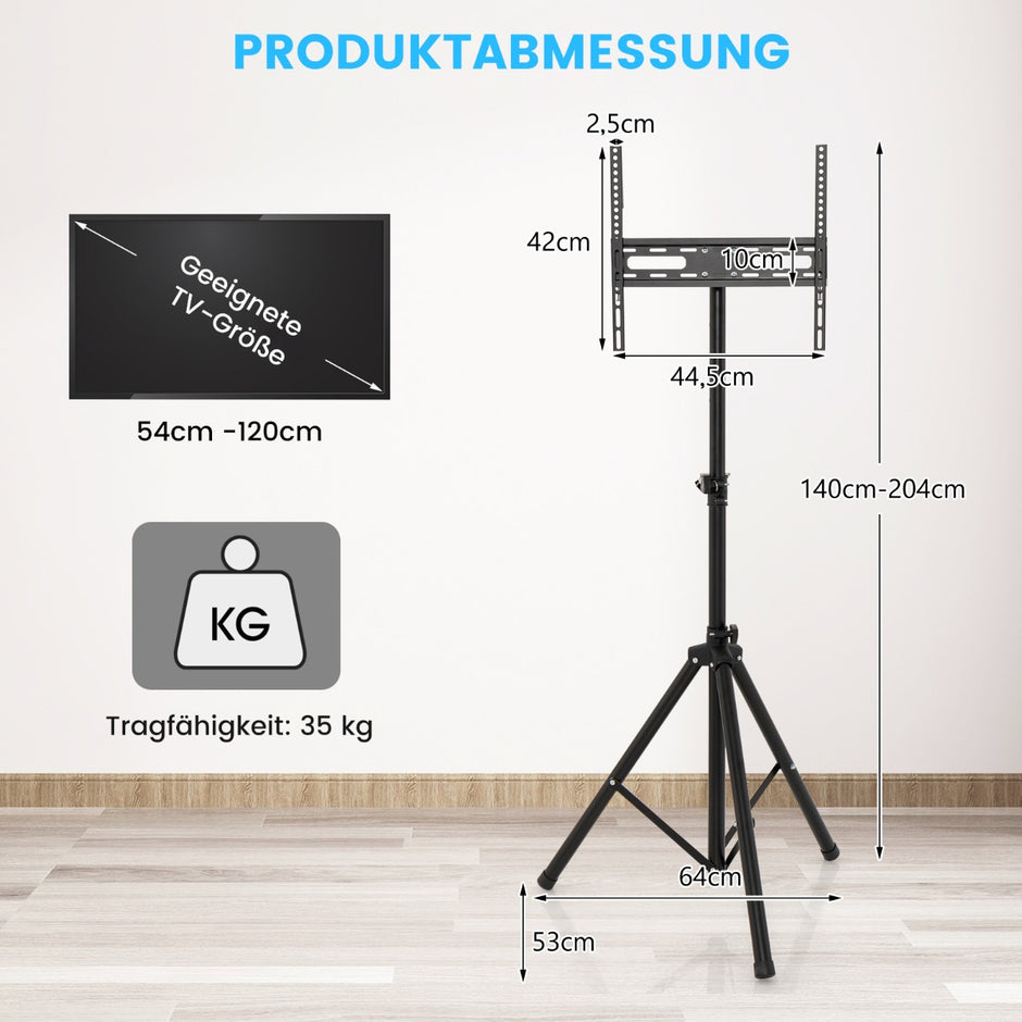Höjdjusterbart – TV ställ för tum plasma/LCD/LED och platt skärm upp till – 21-47 35 kg – Svart