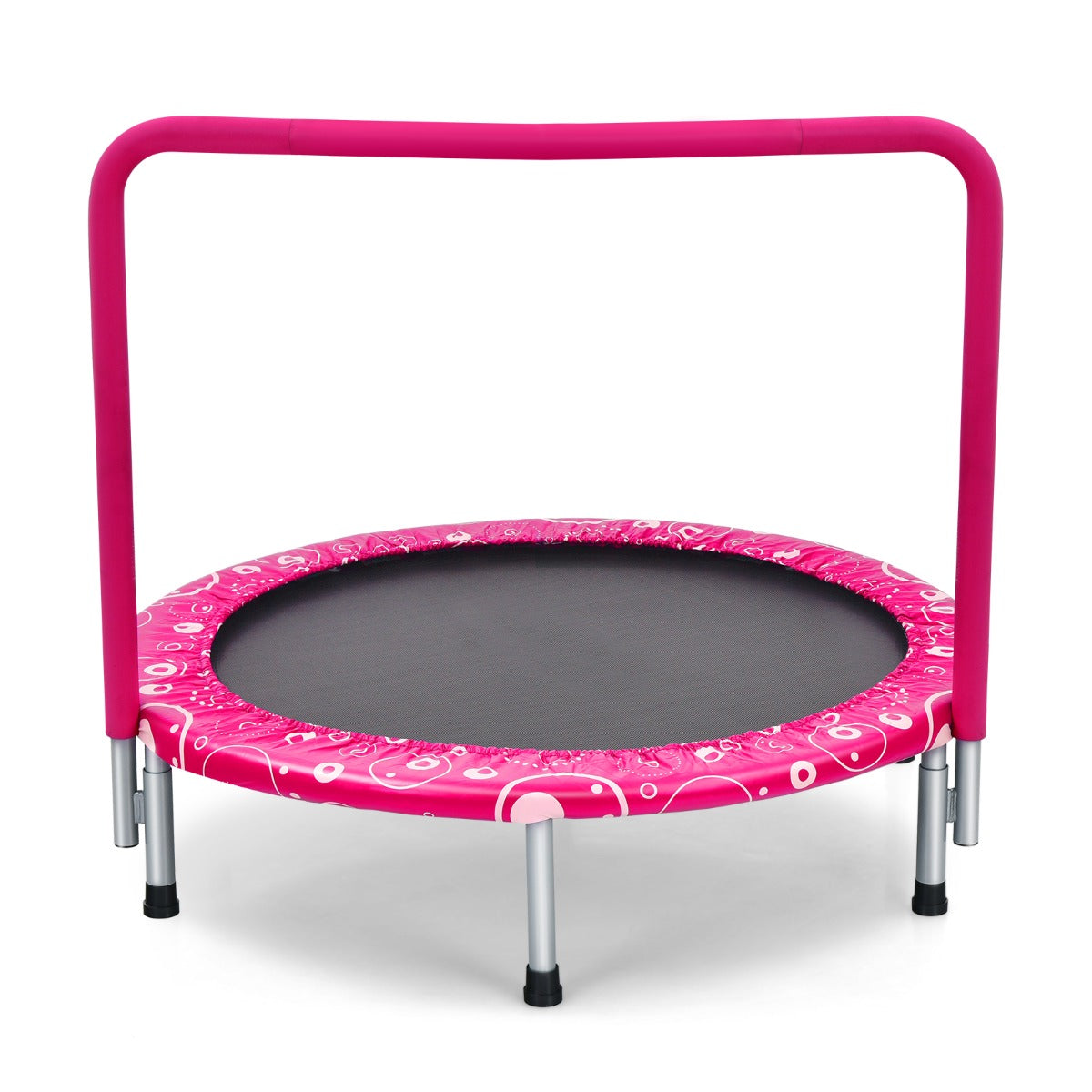 Barnstudsmatta – ministudsmatta med handtag hopfällbar upp till lastkapacitet + – 150 kg Ø 92 cm – Rosa och svart
