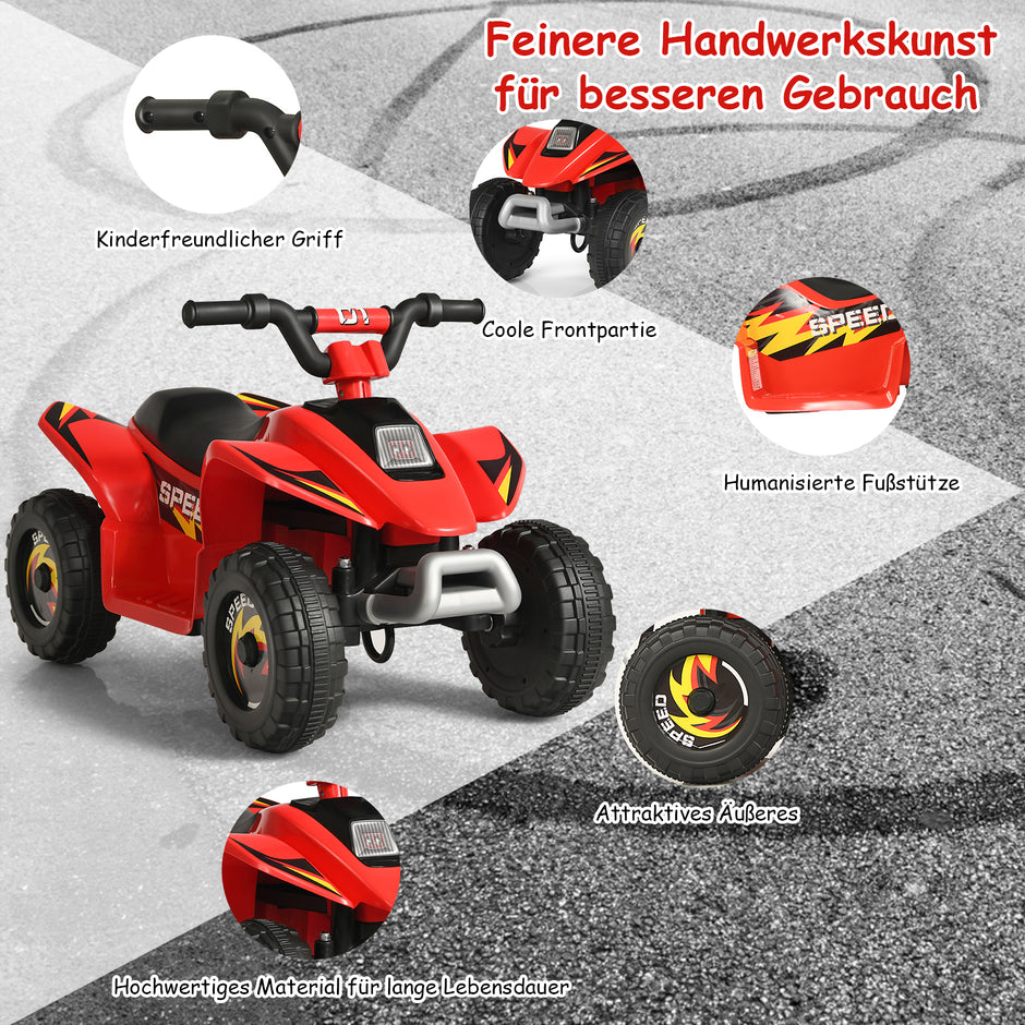 6V – Electric Kids Quad Mini Barnbil – 73 x 40 x 44,5 cm – Röd