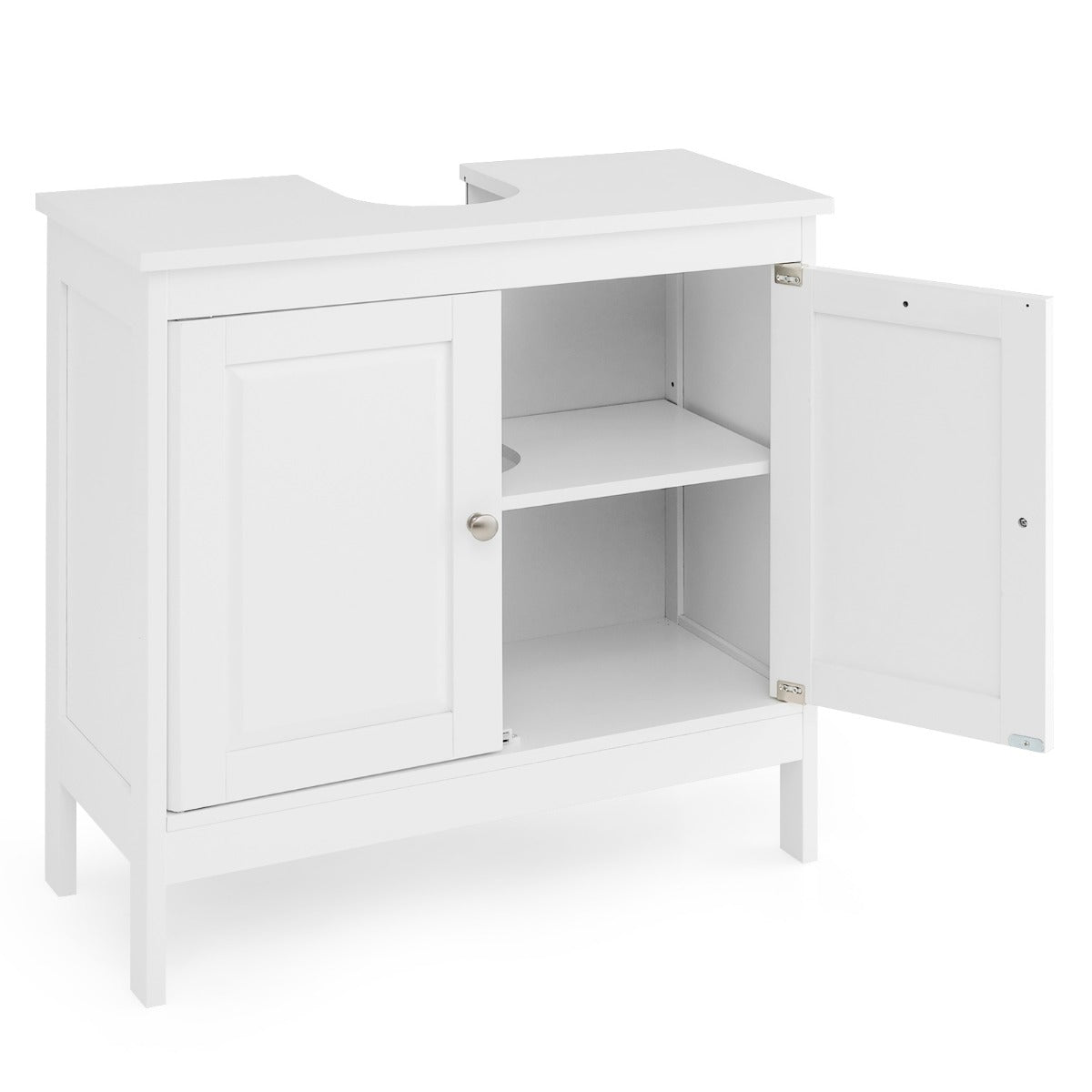 Underdel – Badrumsskåp med dörrar och justerbar hylla Raka ben – 2 60 x 30 x 60 cm – Vit