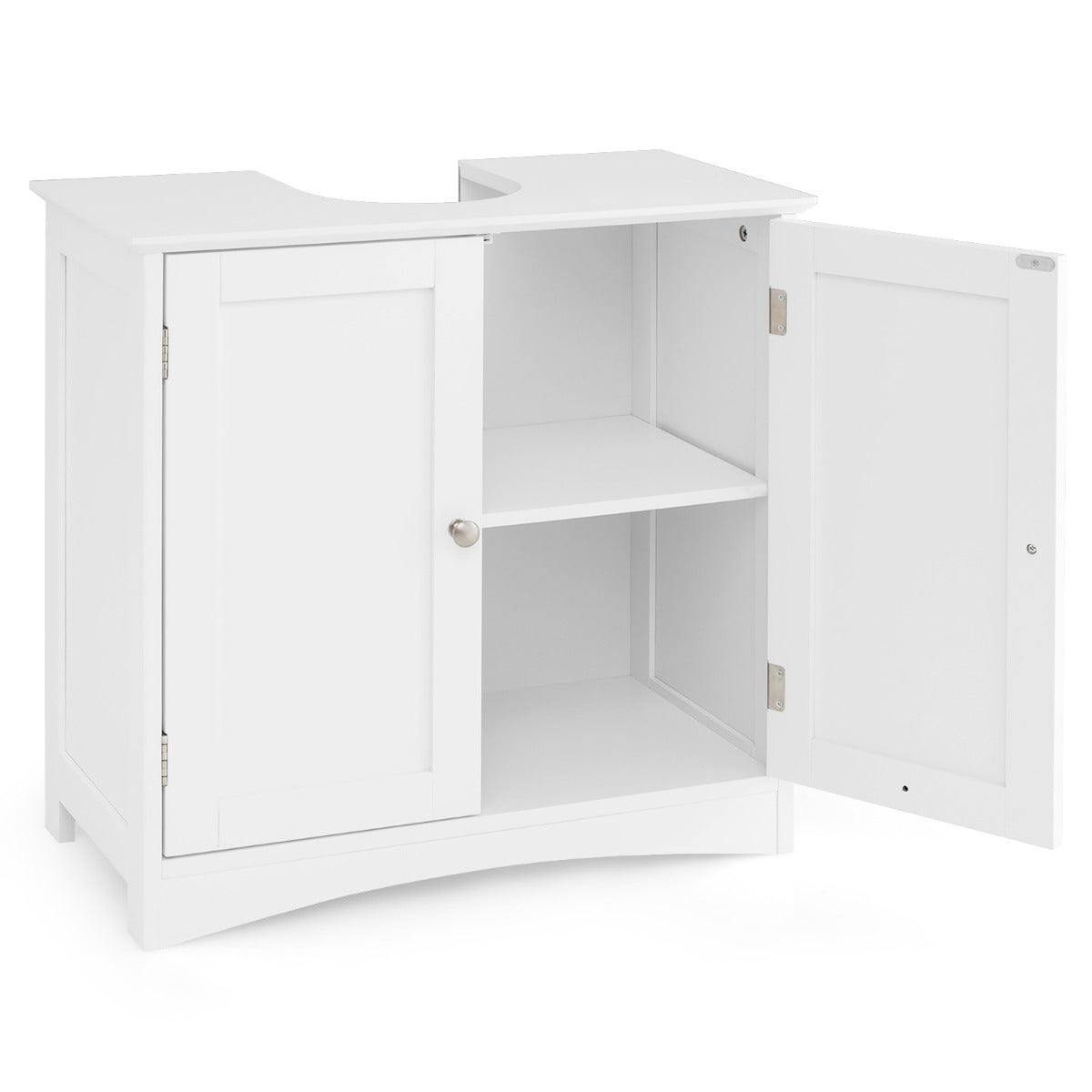 Tvättställsskåp – Badrumsskåp med dörrar U formade ben – 2 60 x 30 x 60 cm – Vit