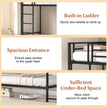Enkel – våningssäng med skrivbord, metallloftsäng träarbetsstation, inklusive säkerhetsräcke och stege – Svart