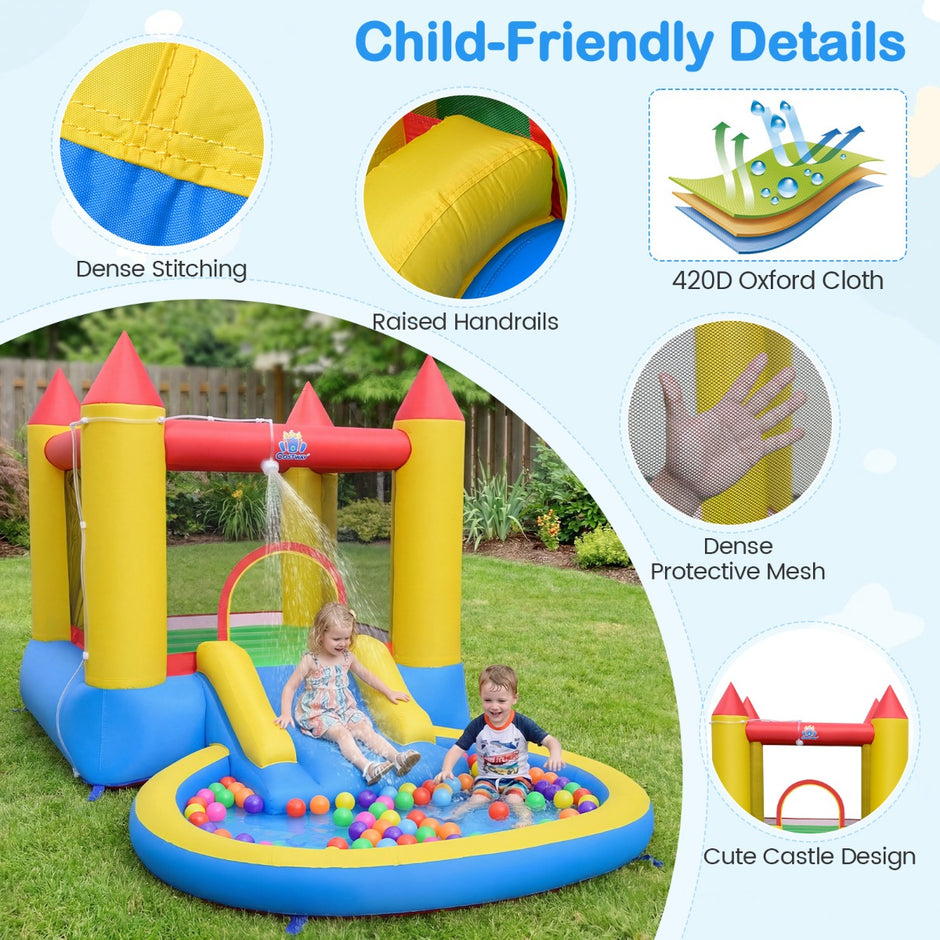 Hoppborg – med rutschkana och hoppområde plaskdamm Bouncy Castle – 362 x 196,5 x 193 cm – Flerfärgad