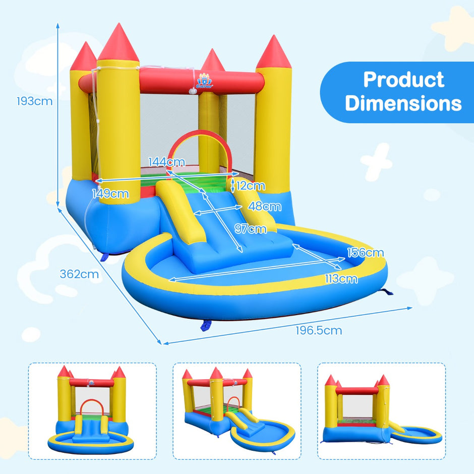 Hoppborg – med rutschkana och hoppområde plaskdamm Bouncy Castle – 362 x 196,5 x 193 cm – Flerfärgad