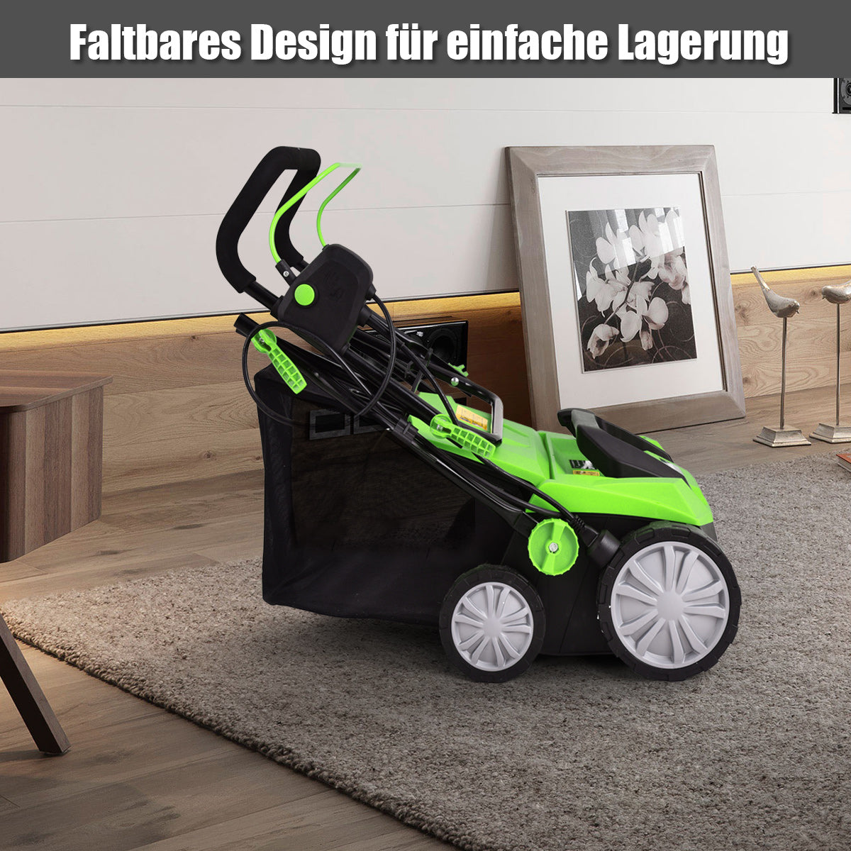Elektrisk – rivare gräsmatta luftare 1800W nivåer Arbetsdjup – 2 106 x 58 x 110,5 cm – Grön