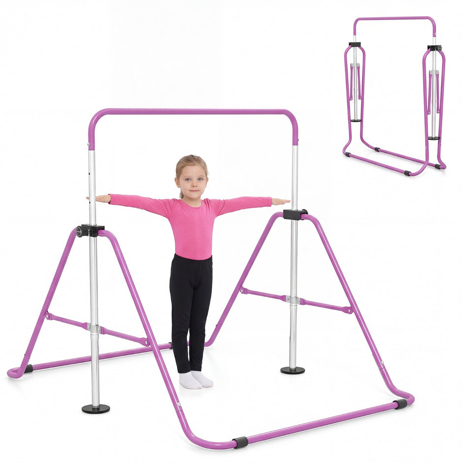 Barn – gymnastikstång höjdjusterbar vikbar rekstång träningsstång Bärkapacitet upp till – 90-130 cm 70 kg – Lila