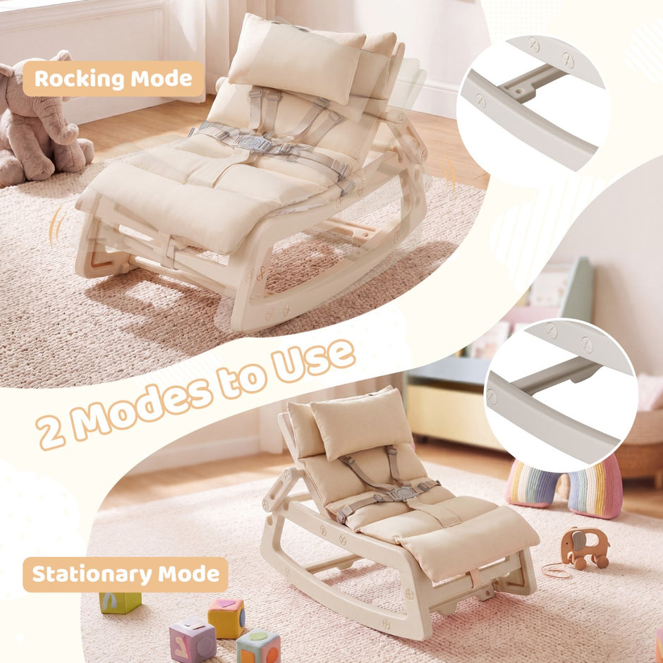 i – gungstol för barn med justerbart ryggstöd, babygungfåtölj – 2 1 – Beige