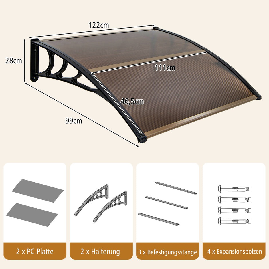 Kapell – för ytterdörr takbeläggning pent – 122 x 99 cm – Brun