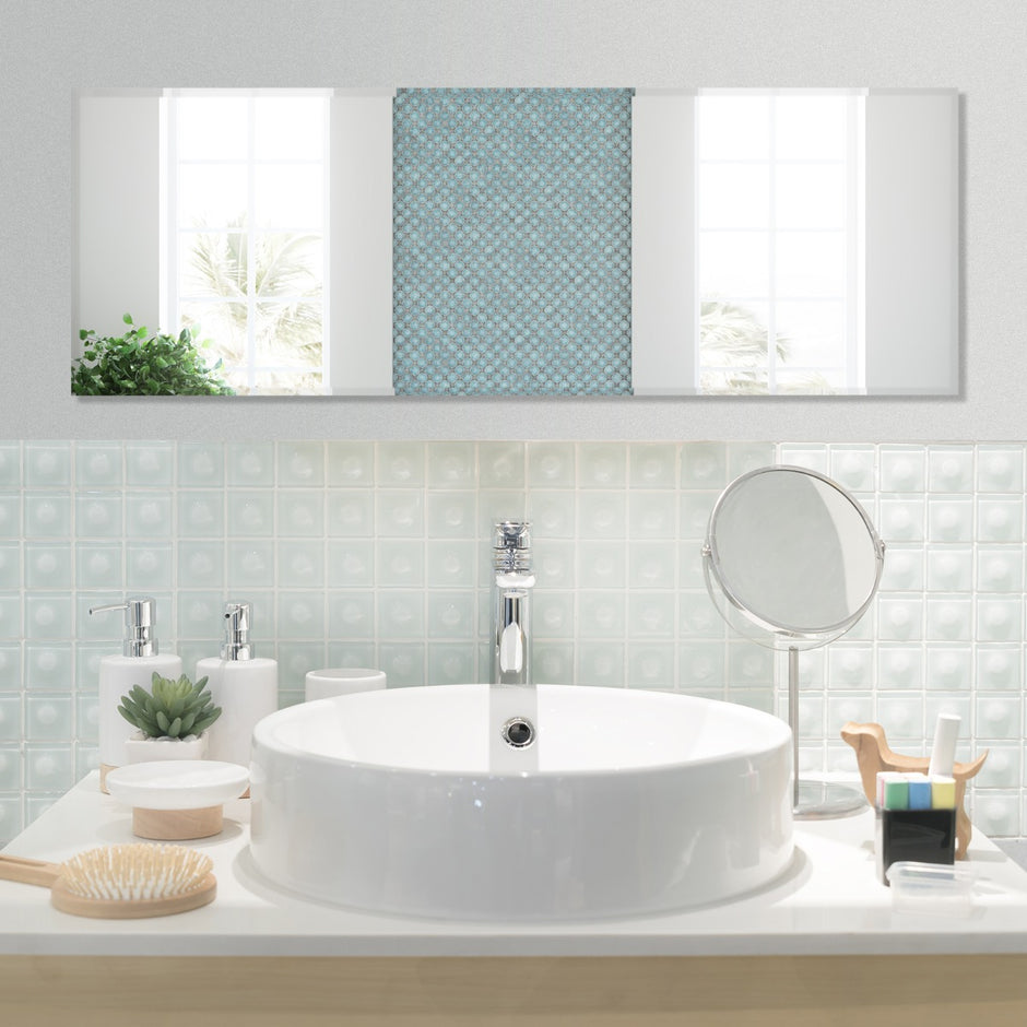 Rektangulär – vägg/hellängdsspegel med fasad kant – 110 x 38 cm – Silver