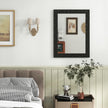 Väggspegel – gjord av gummiträ med massiv träram badrumsspegel sminkspegel – 80 x 60 cm – Svart