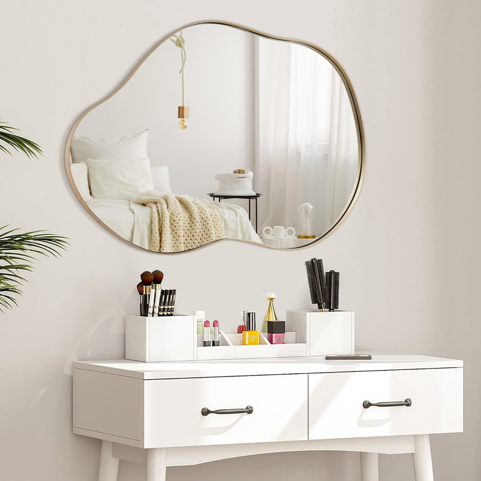 Asymmetrisk – väggspegel med premium bakpanel Oregelbundet formad – 78 x 56,5 cm – Svart