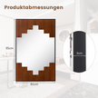 Rektangulär – spegel med träram rustik tvåvägskrok – 60 x 95 cm – Trä